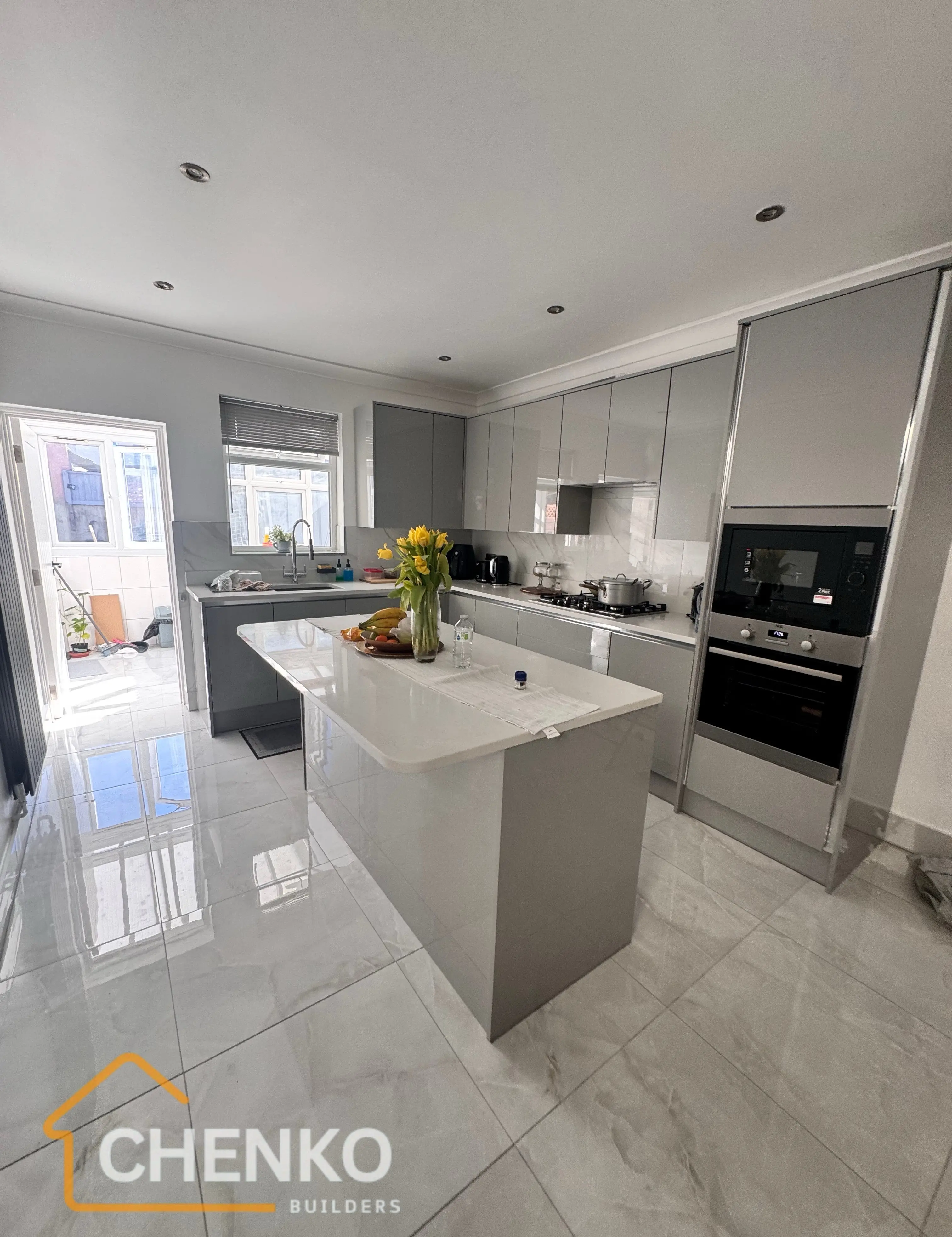 Kitchen after renovation with sleek matt finish
